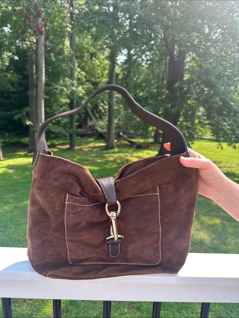 Dooney and Bourke Brown Cognac Suede Hobo